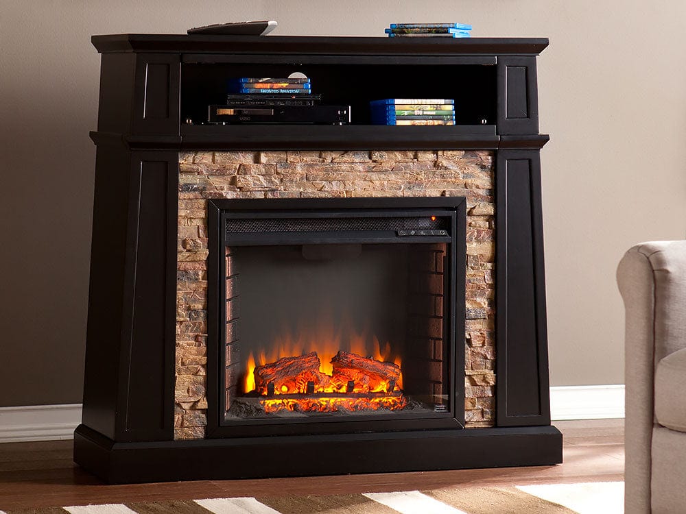 Crestwick Electric Fireplace Media Console in Black
