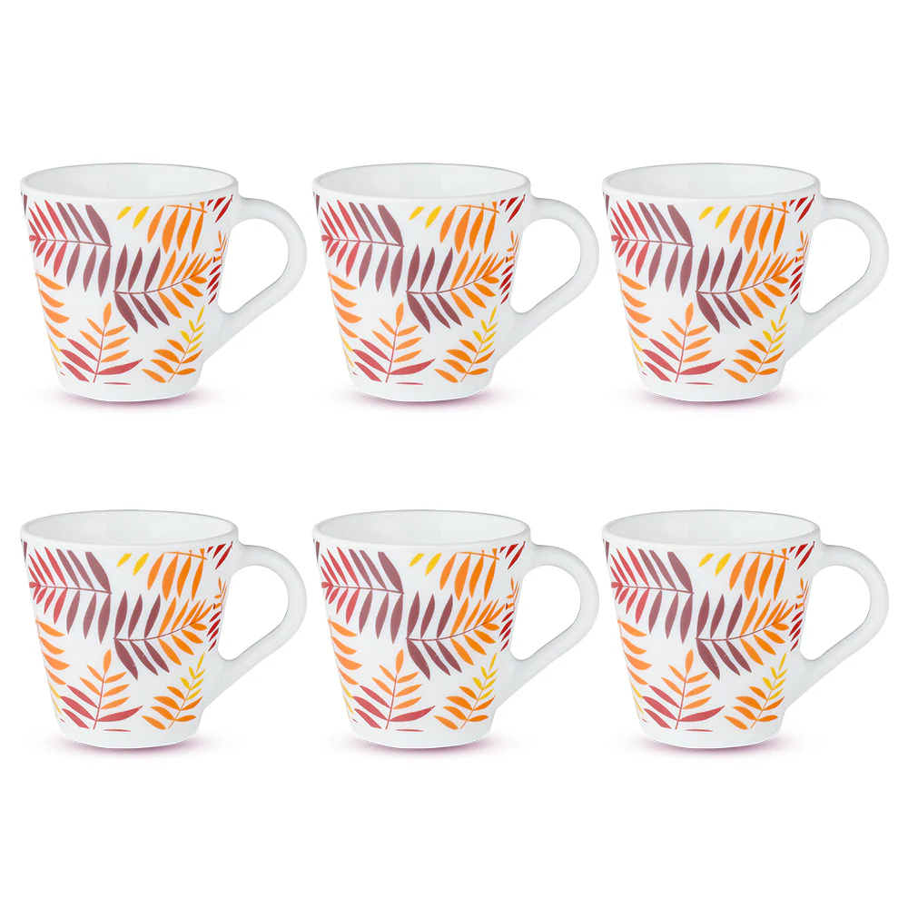 Larah by Borosil Novelty Costa Mug Set, 160ml x 6