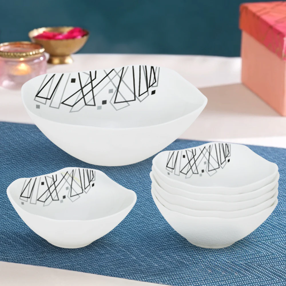 Larah by Borosil Carnival Pudding Set, 7 pc (Square)