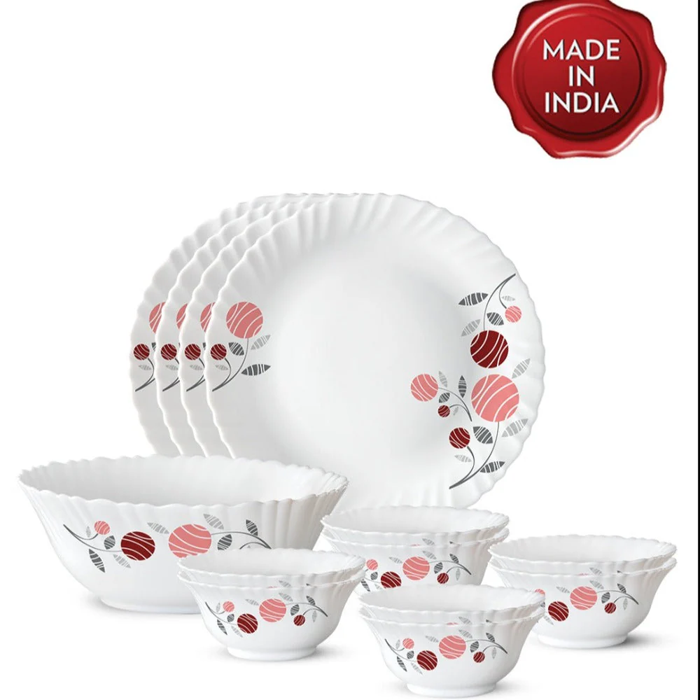 Larah by Borosil, Dahlia Dinner Set, 13 pc