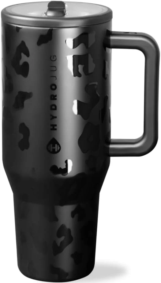 40 oz Water Bottle with Handle & Flip Straw - Fits in Cup Holder, Leak Resistant Tumbler-Reusable Insulated Stainless Steel & Rubber Base