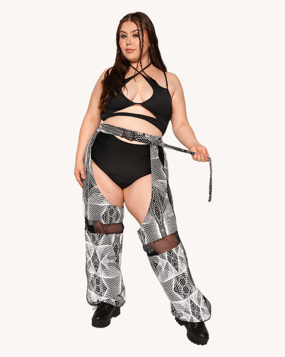 Flashbang Matrix Reflective Fishnet Chaps