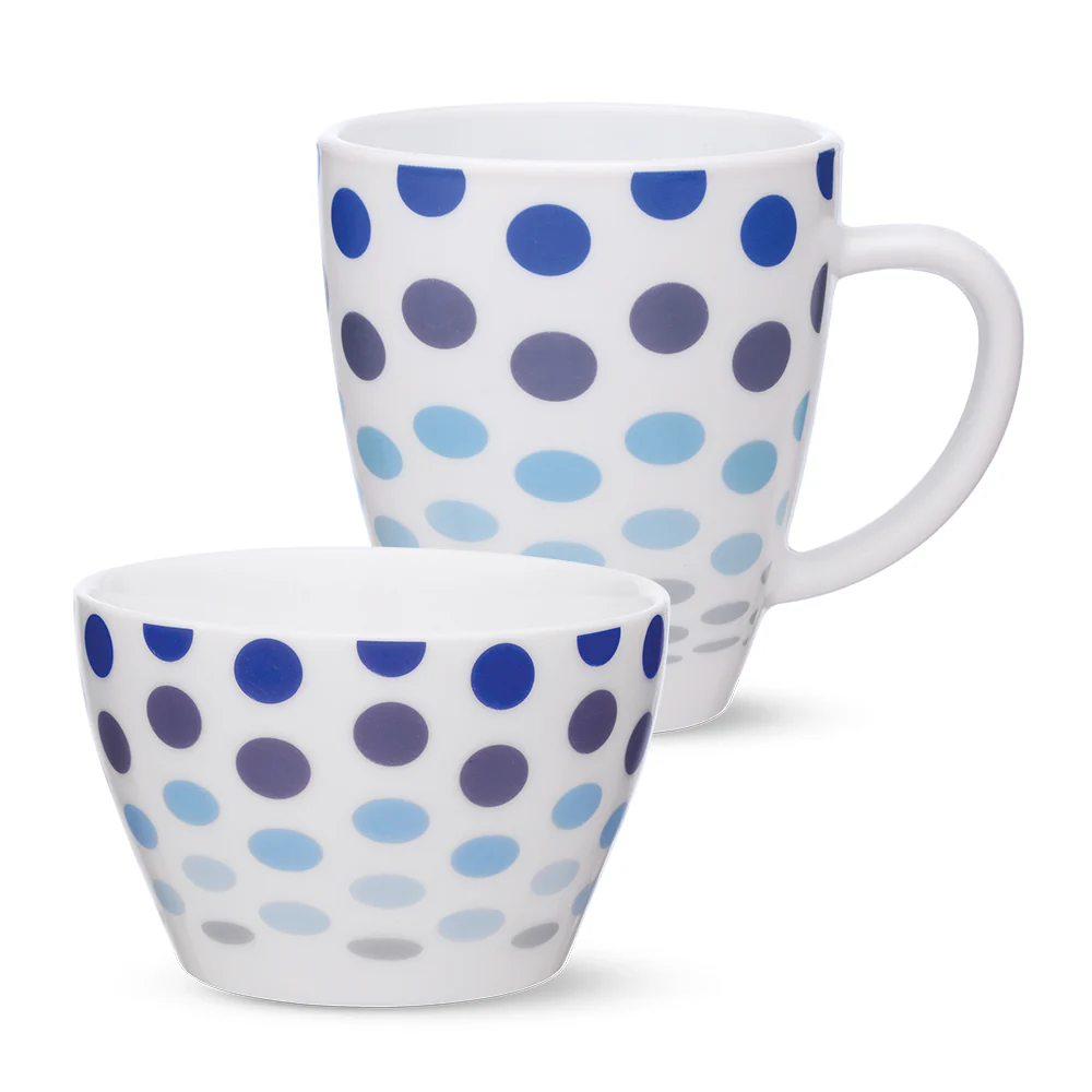 Larah by Borosil Polka Blue Breakfast Set, 2 pc