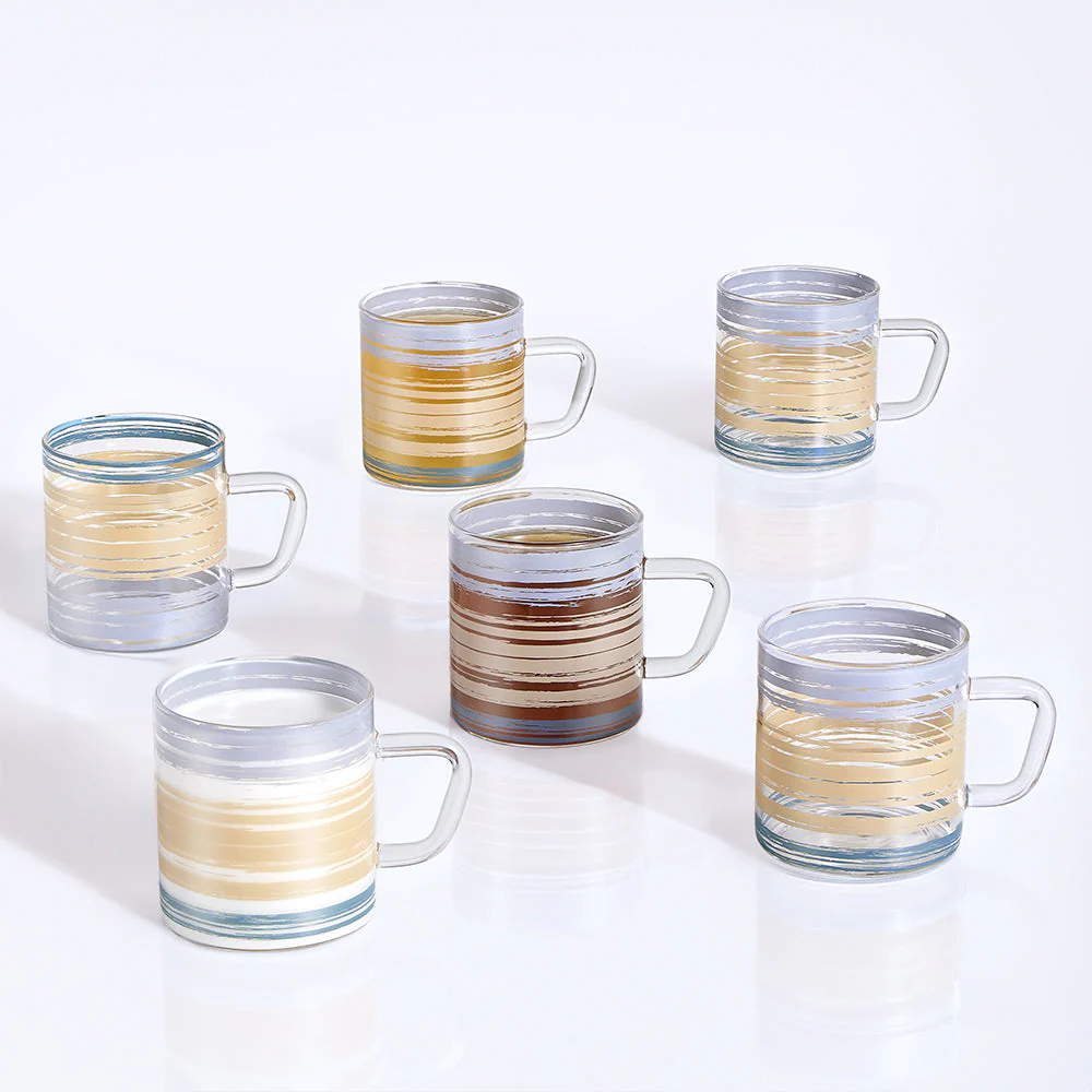 Glance Glass Mug, Set of 6, 190ml