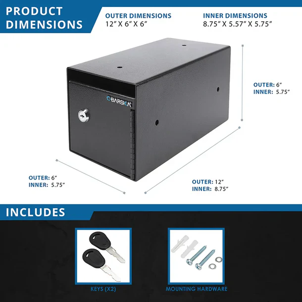 Barska AX13676 Single Key Under Counter Safe