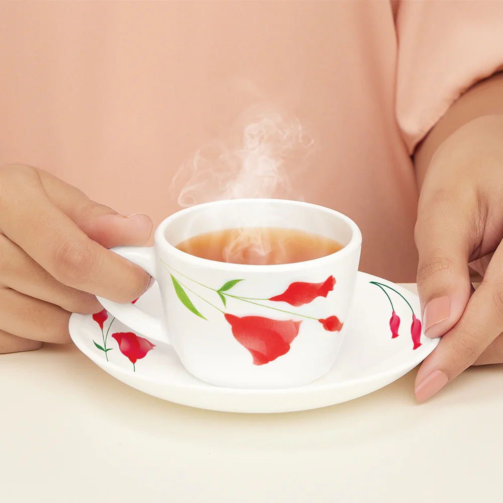 Larah by Borosil Diana Cup n Saucer Set, 140ml x 12