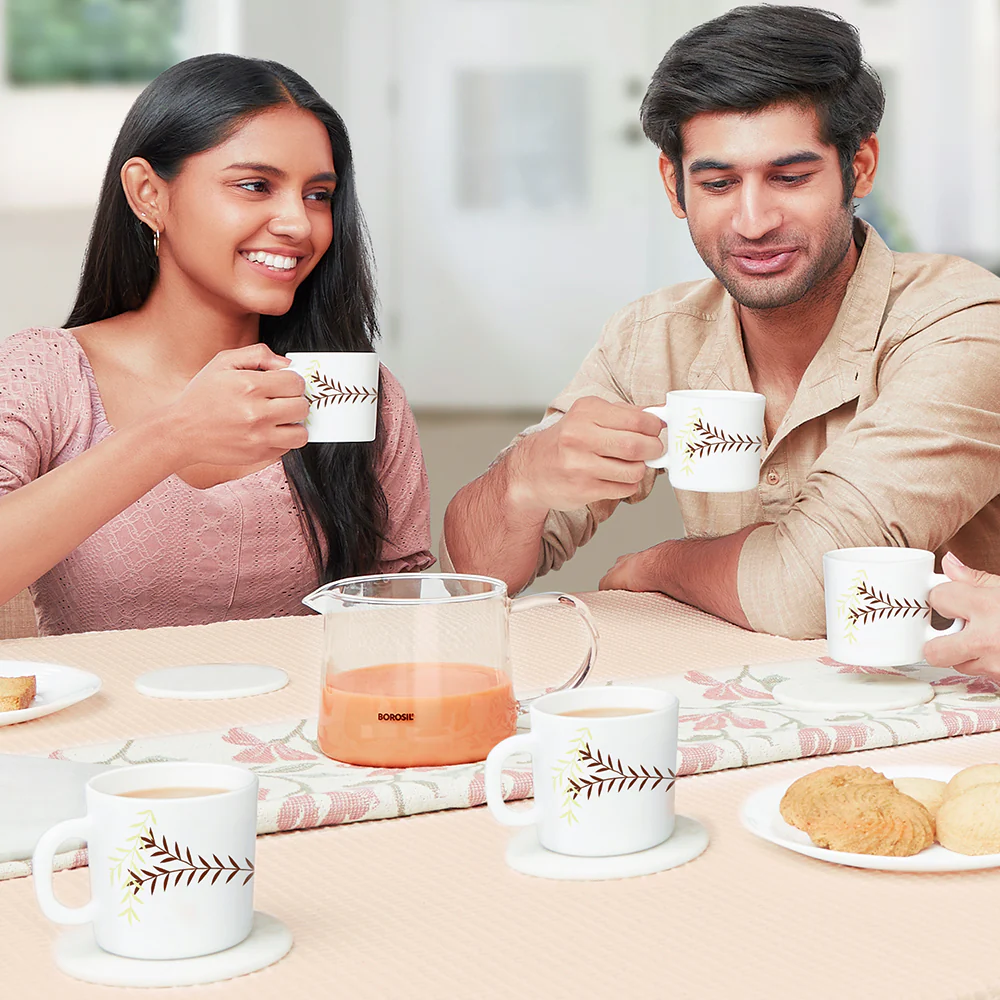 Larah by Borosil Oak Mug Set, 180ml x 6