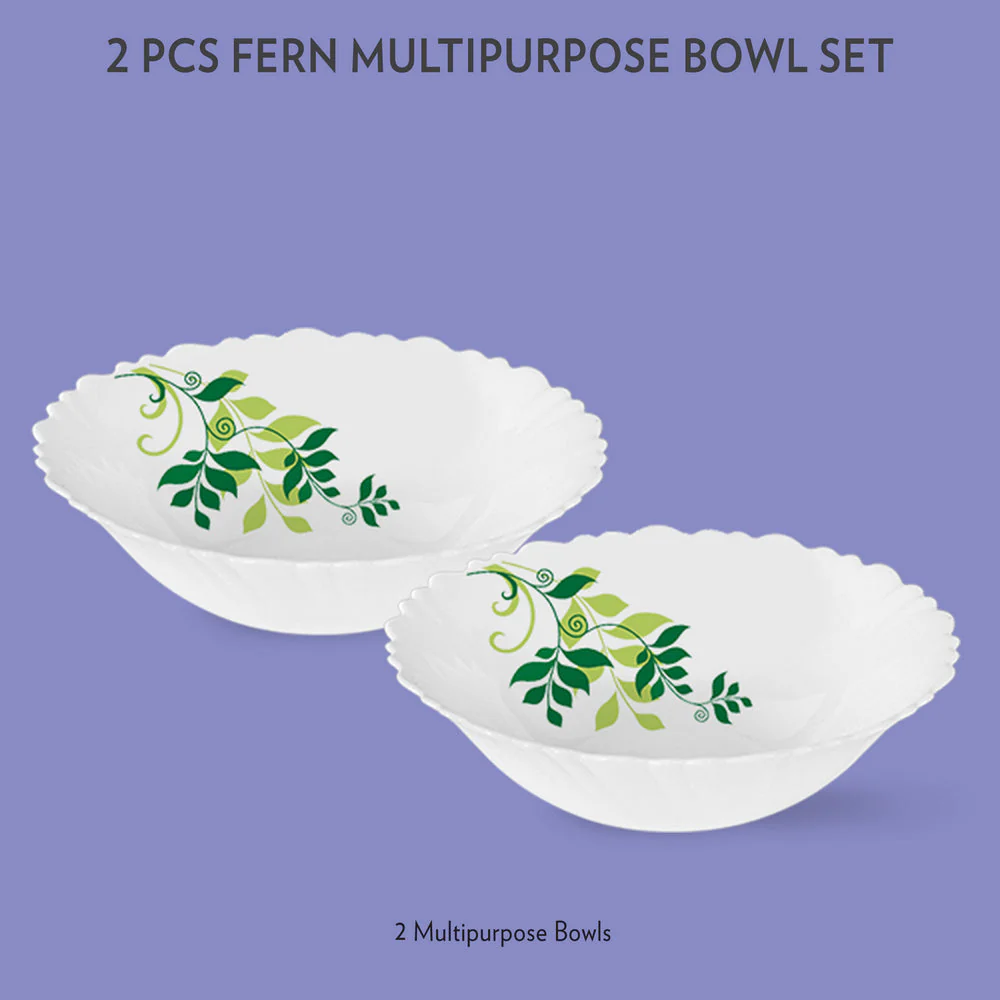 Larah by Borosil Fern Multipurpose Bowl, 2 pc Set