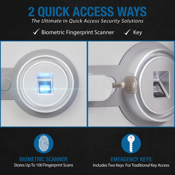 Barska AX13738 Biometric Fireproof Safe - White