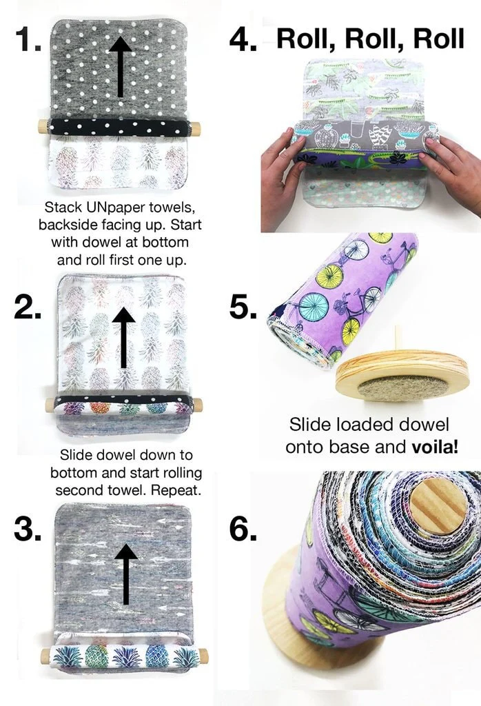 Unpaper Towels + Holder: 24 pack, Sustainable Eco-friendly Made from 100% Cotton Flannel