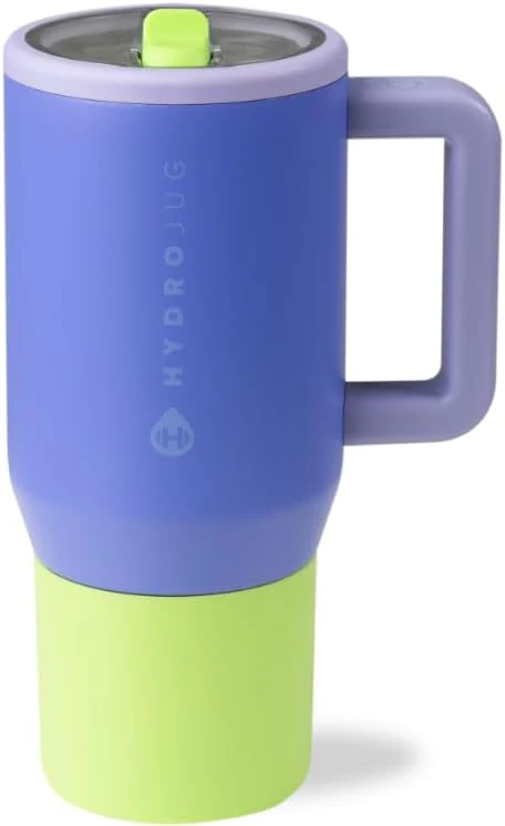40 oz Water Bottle with Handle & Flip Straw - Fits in Cup Holder, Leak Resistant Tumbler-Reusable Insulated Stainless Steel & Rubber Base