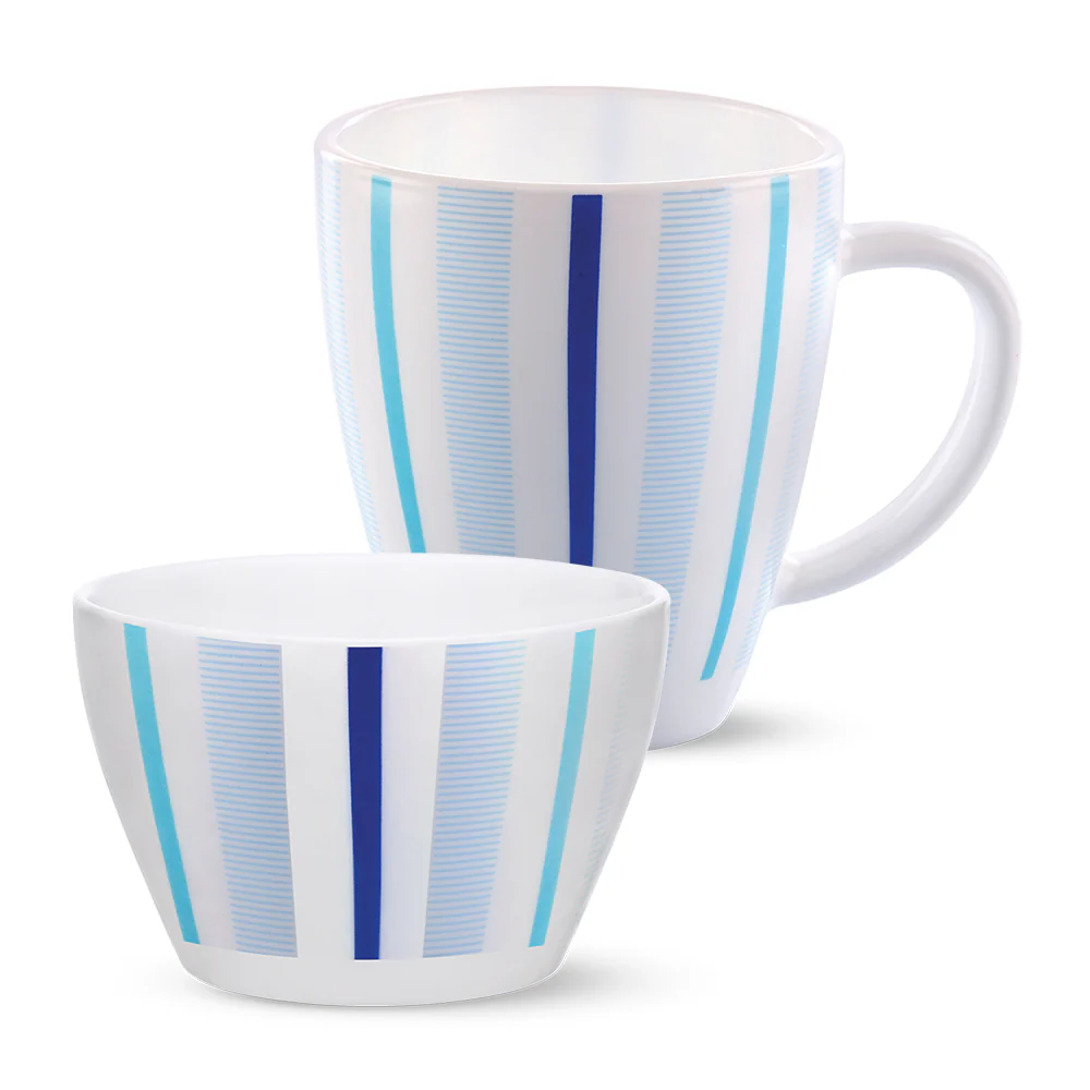 Larah by Borosil Blue Strip Breakfast Set, 2 pc