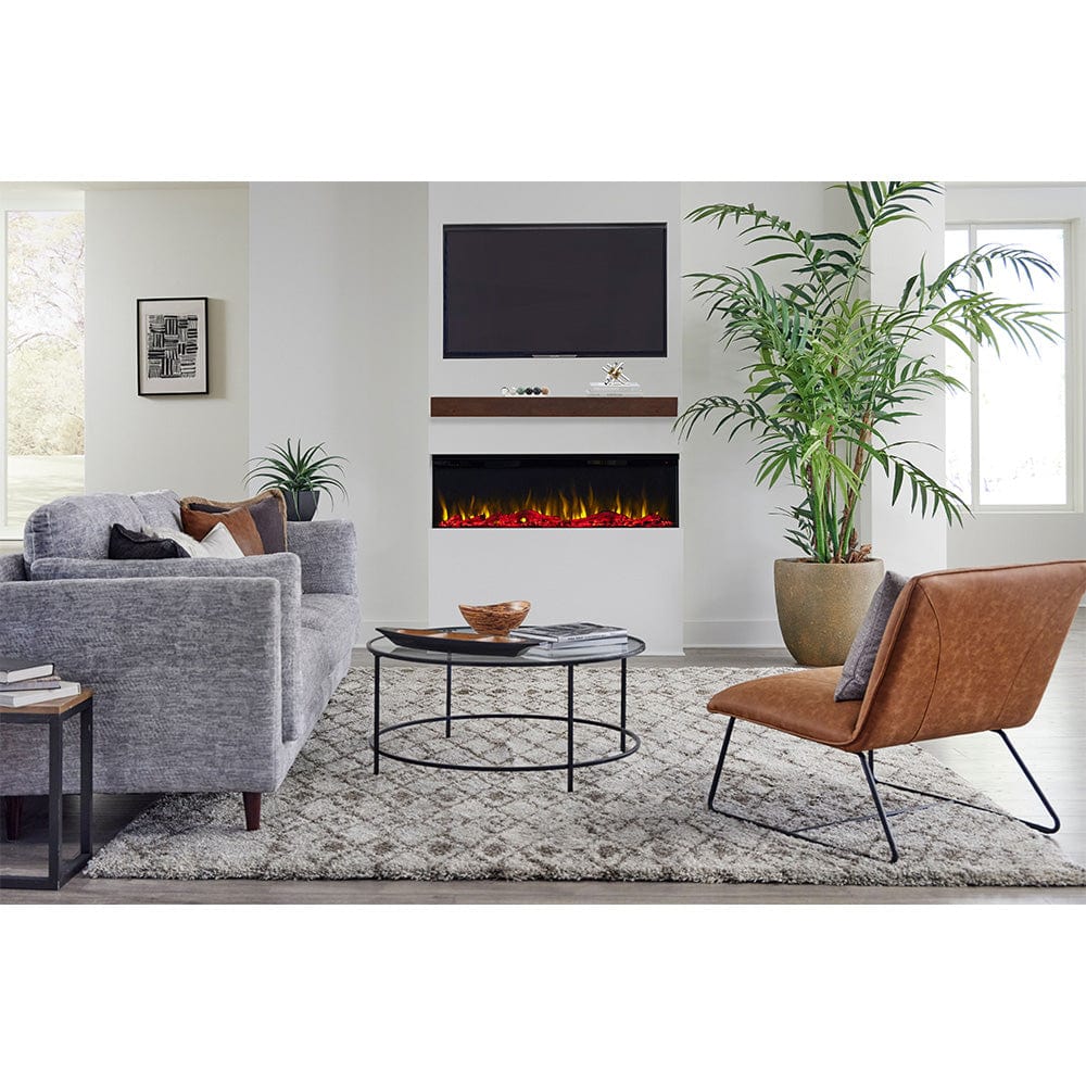 Encase Floating Espresso Electric Fireplace Wood Mantel