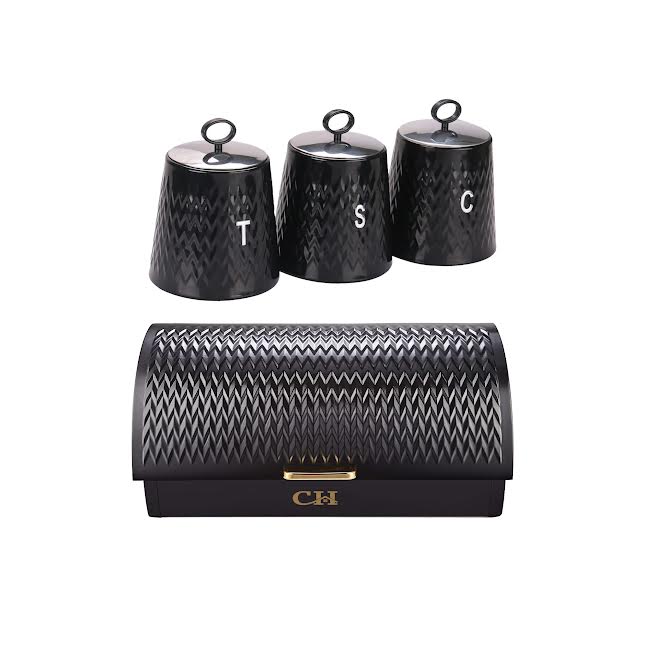 CH Wave 4 Piece Canister Set Black