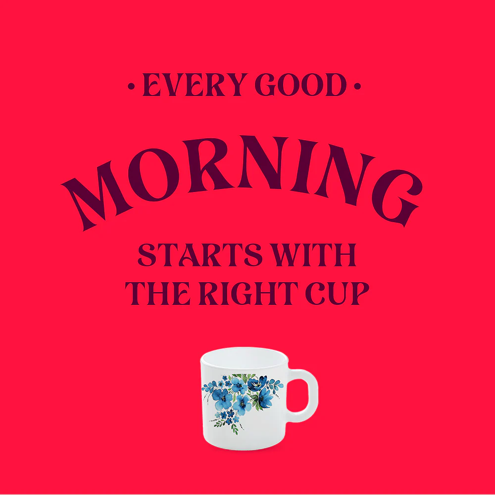 Larah by Borosil Pansy Mug Set, 180ml x 6