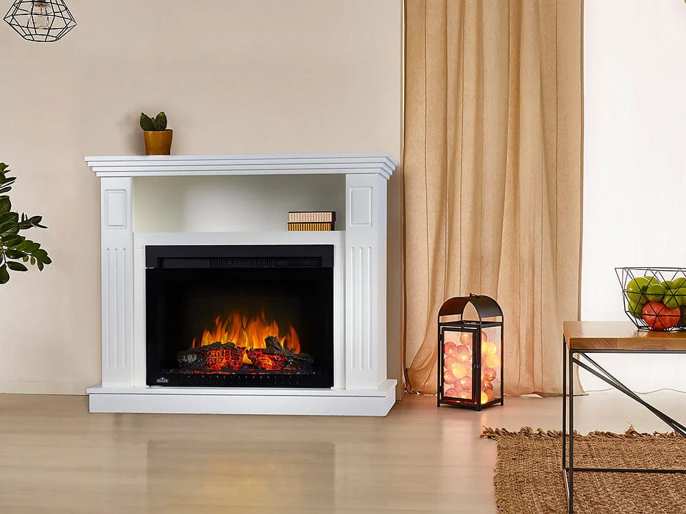 Maddie Electric Fireplace Media Cabinet in White