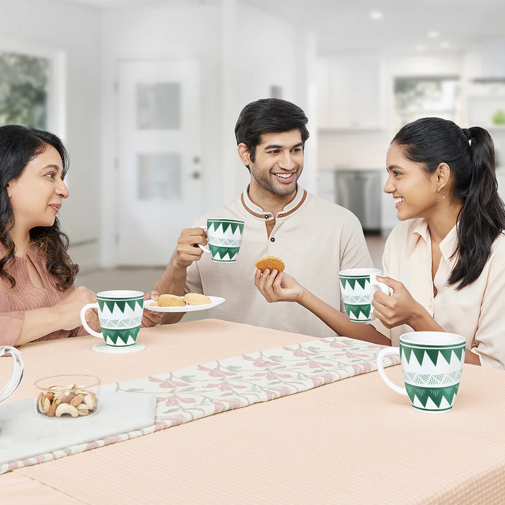 Larah by Borosil Tri Wave Mug Set, 400ml x 2