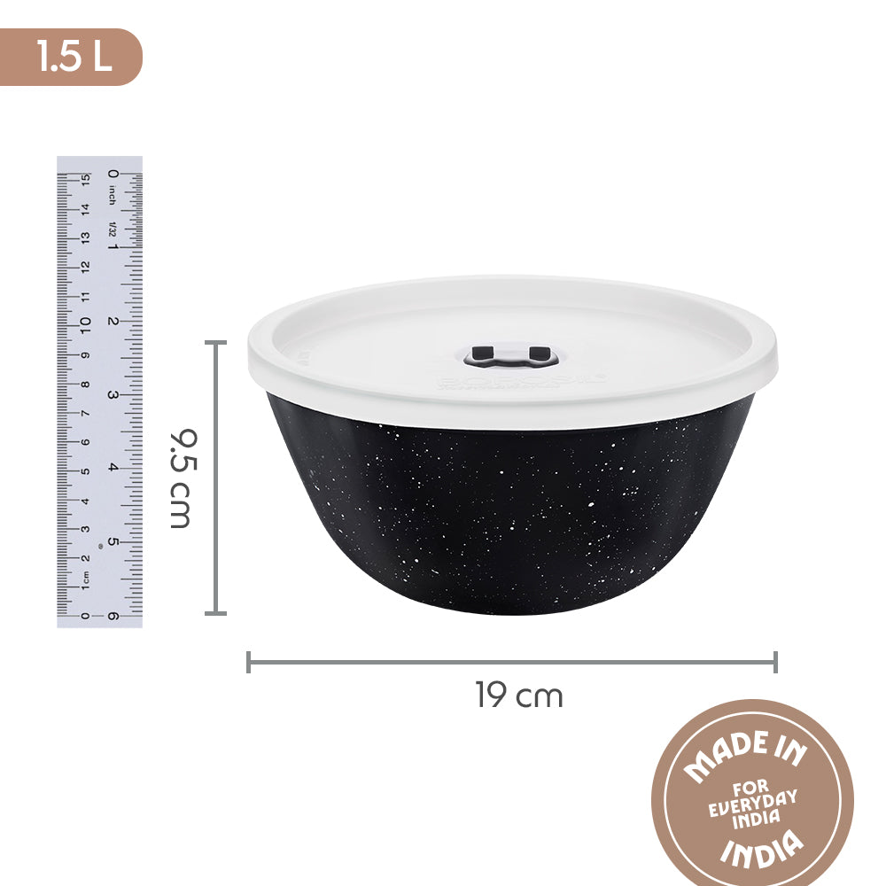 Colors Pebble Black Bowl with Lid