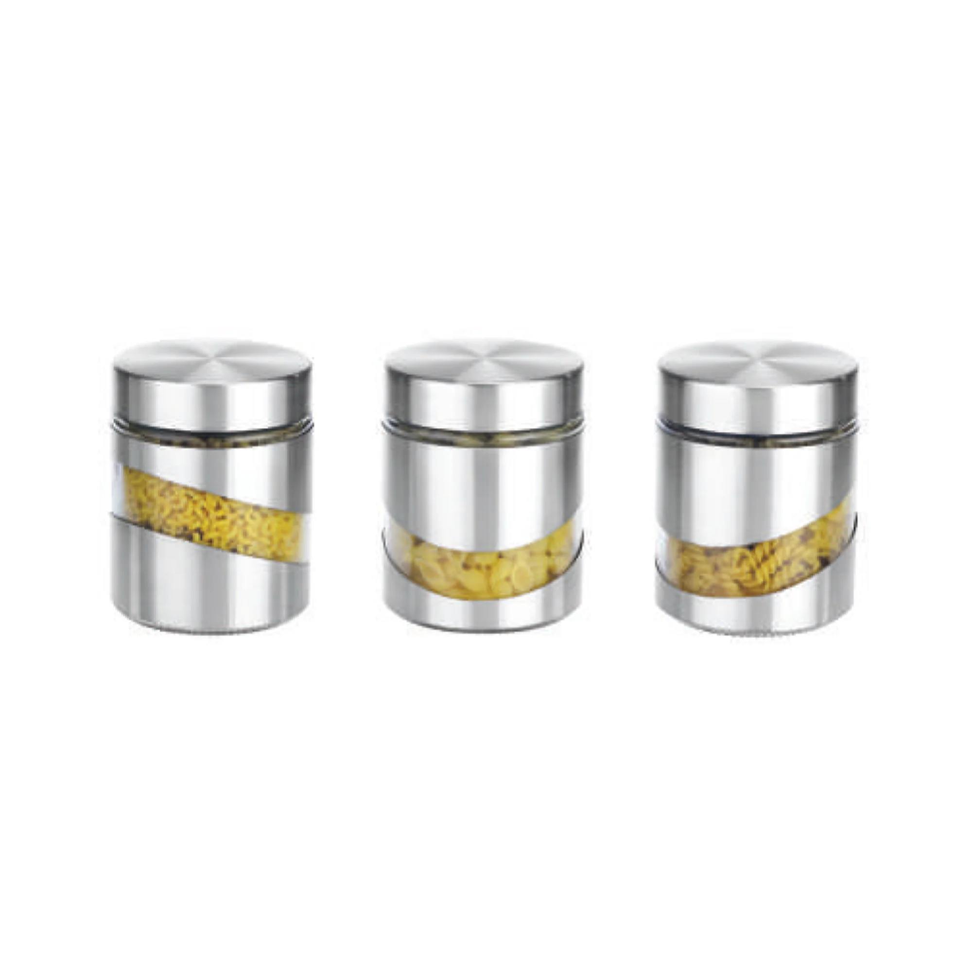CH 3 Piece Canister Set with Viewing Window Silver