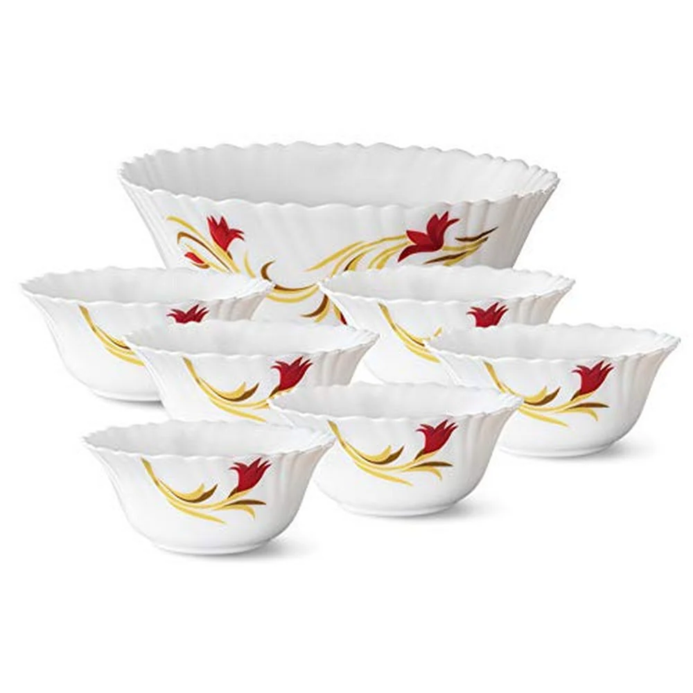 Larah by Borosil Red Lily Pudding Set, 7 pc (Small)