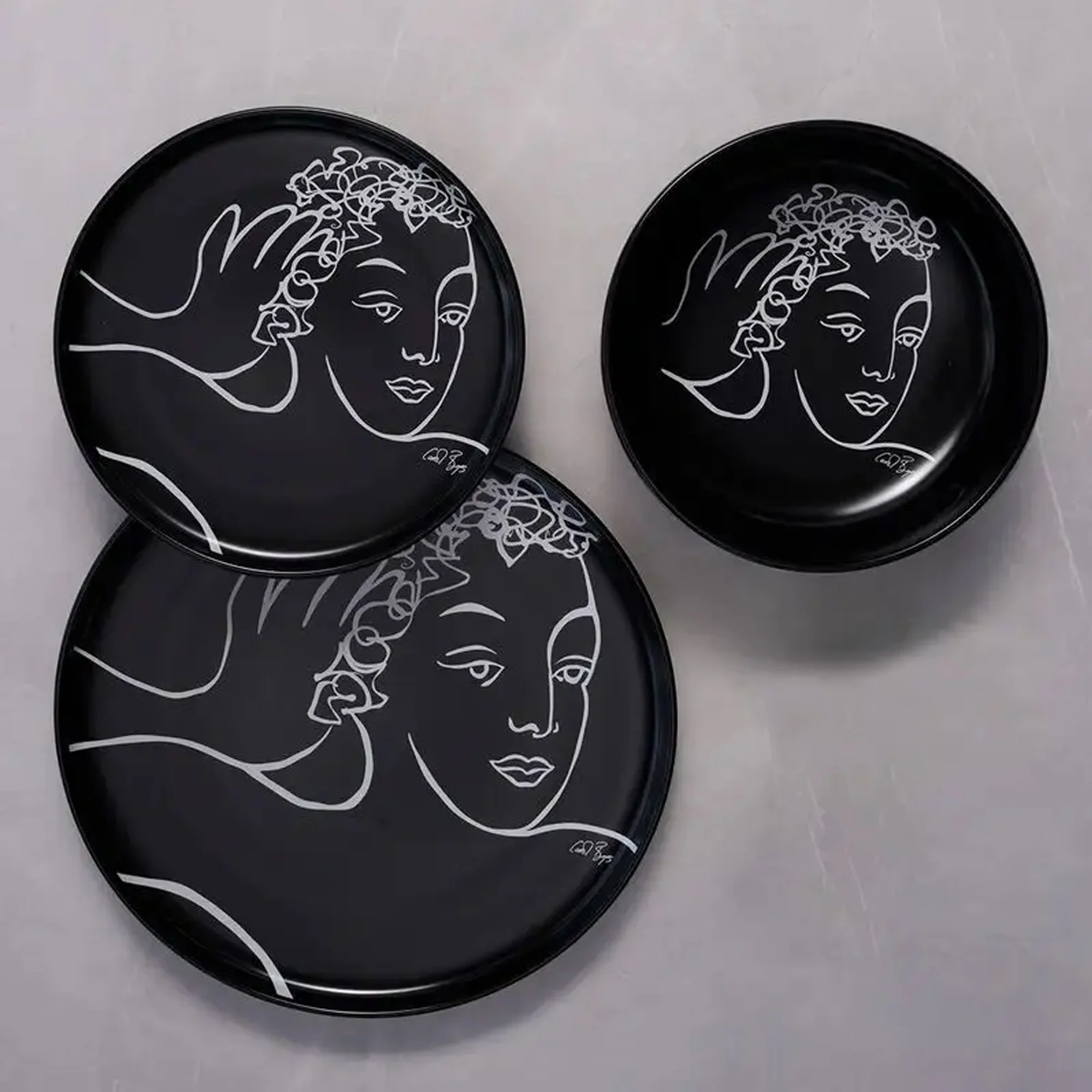 Carrol Boyes 4 Piece Sketchbook Dinner Plate Set Black