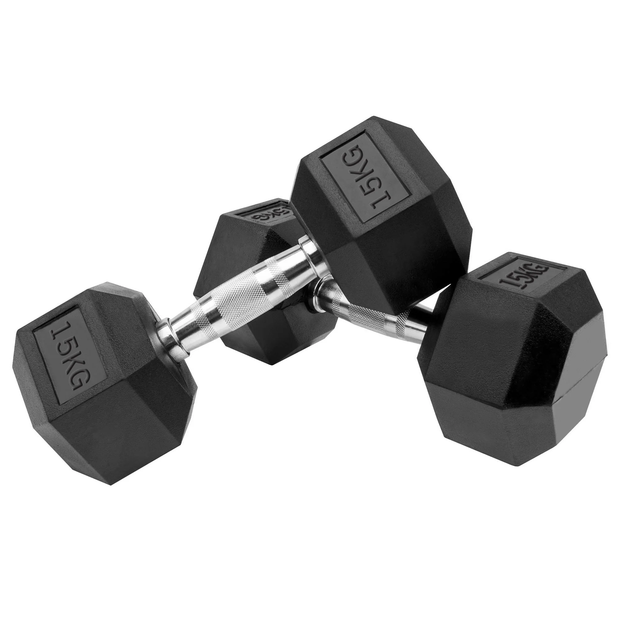 Neo 2x Cast Iron Rubber Hexagonal Dumbbells 15kg