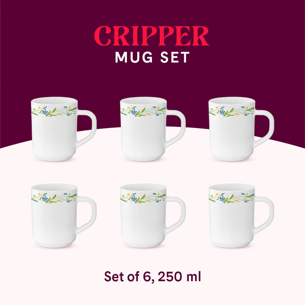 Larah by Borosil Cripper Mug Set, 240ml x 2