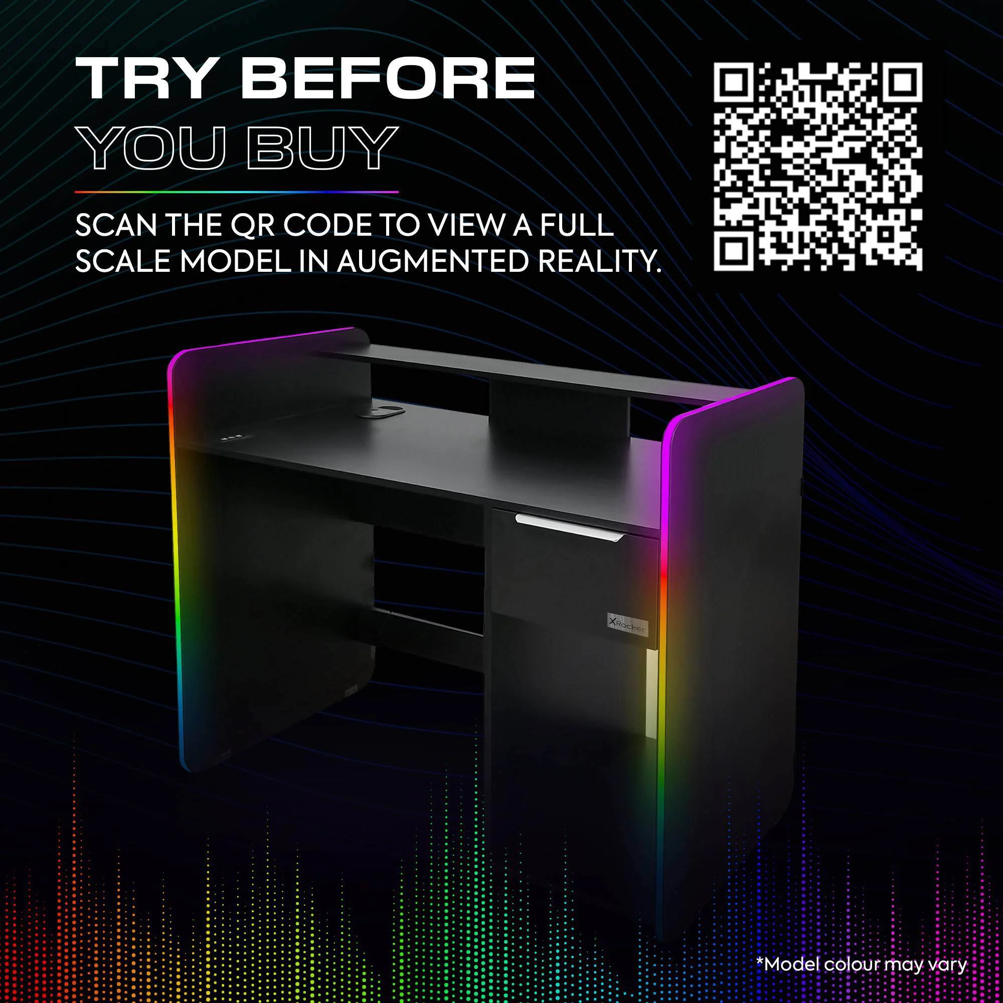 Electra 110cm RGB Gaming Desk with Wireless Charging - Black