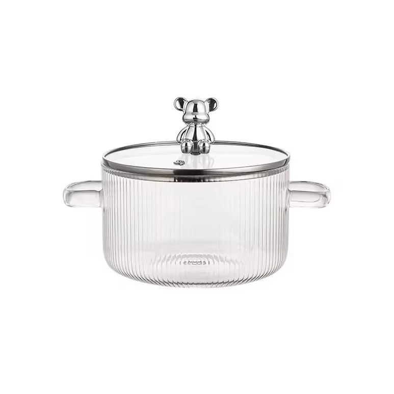 Borosilicate Glass Fluted Stovetop Pot Clear
