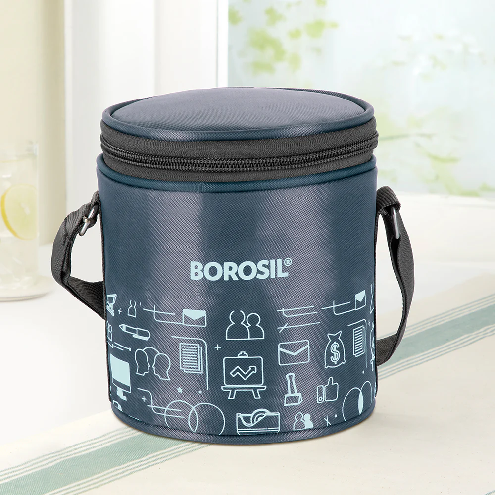 Borosil CarryFresh Lunch Bag For Lunch Box Set of 2, (280ml + 280ml), Tall (Only Bag)