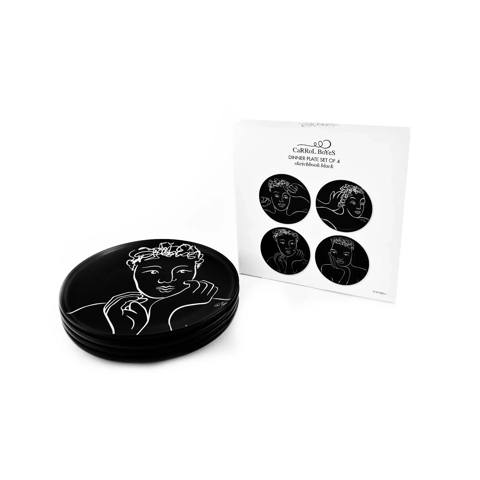 Carrol Boyes 4 Piece Sketchbook Dinner Plate Set Black