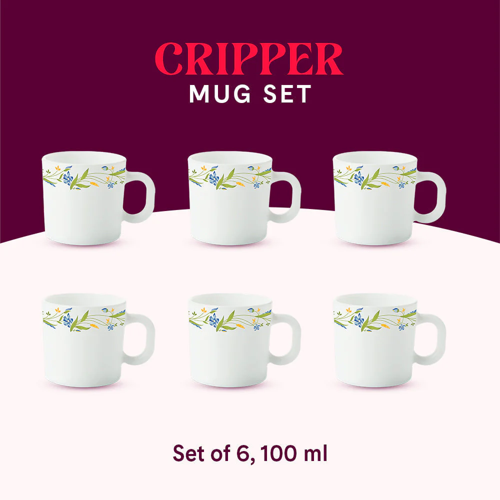 Larah by Borosil Cripper Mug Set, 240ml x 2