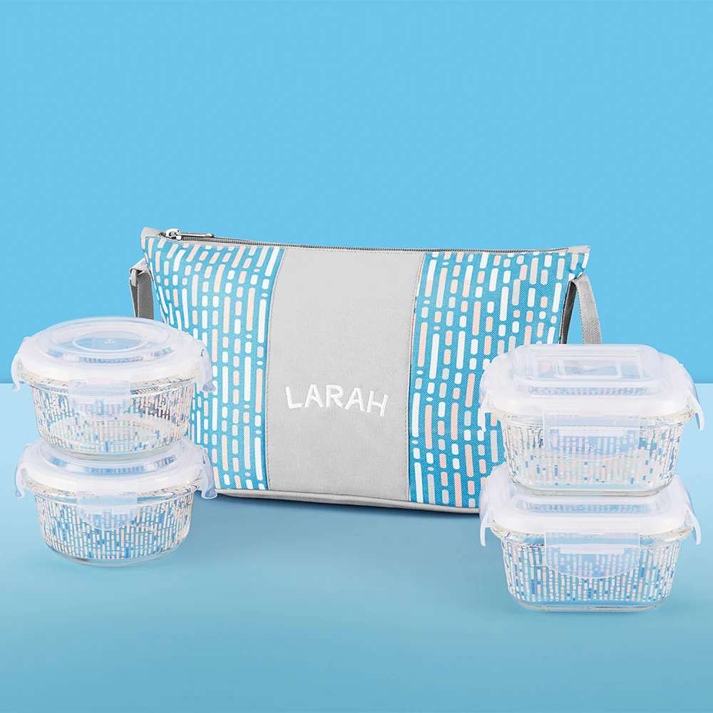 Larah Vogue Daisy Glass Lunchbox, Set of 4