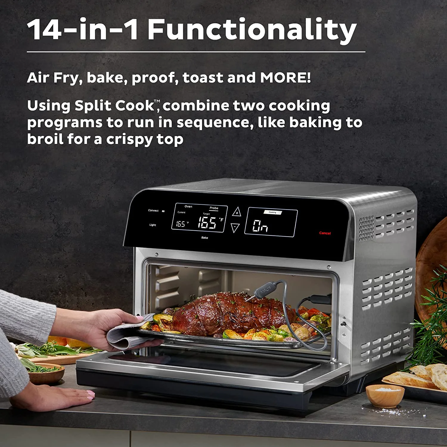 Air Fryer Toaster Oven Combo, 14-in-1 Functions, Fits a 12