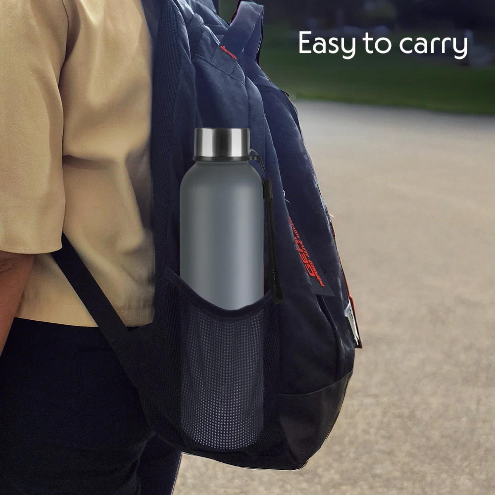 Borosil Laguna SS Bottle, Grey, 1 L