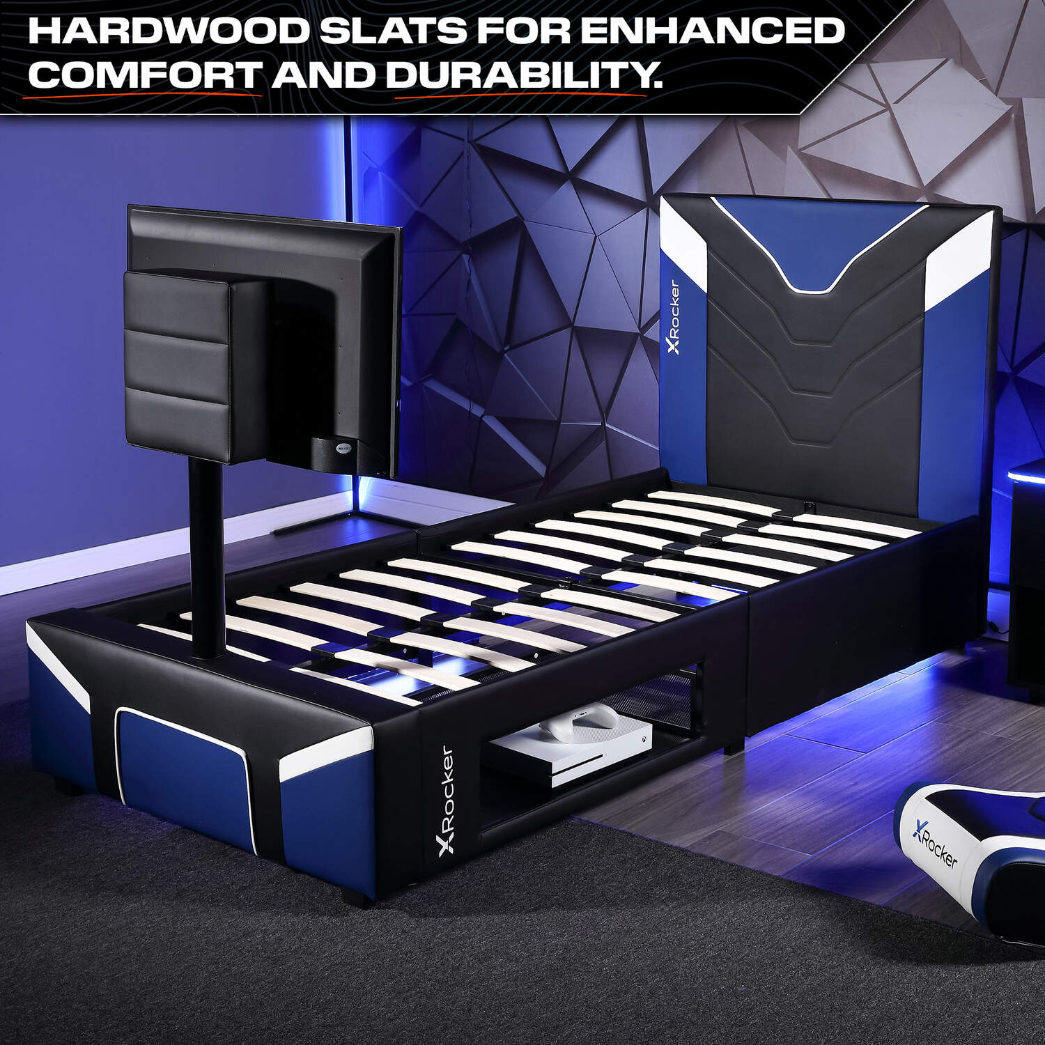 Cerberus Twist Single TV Gaming Bed - Blue
