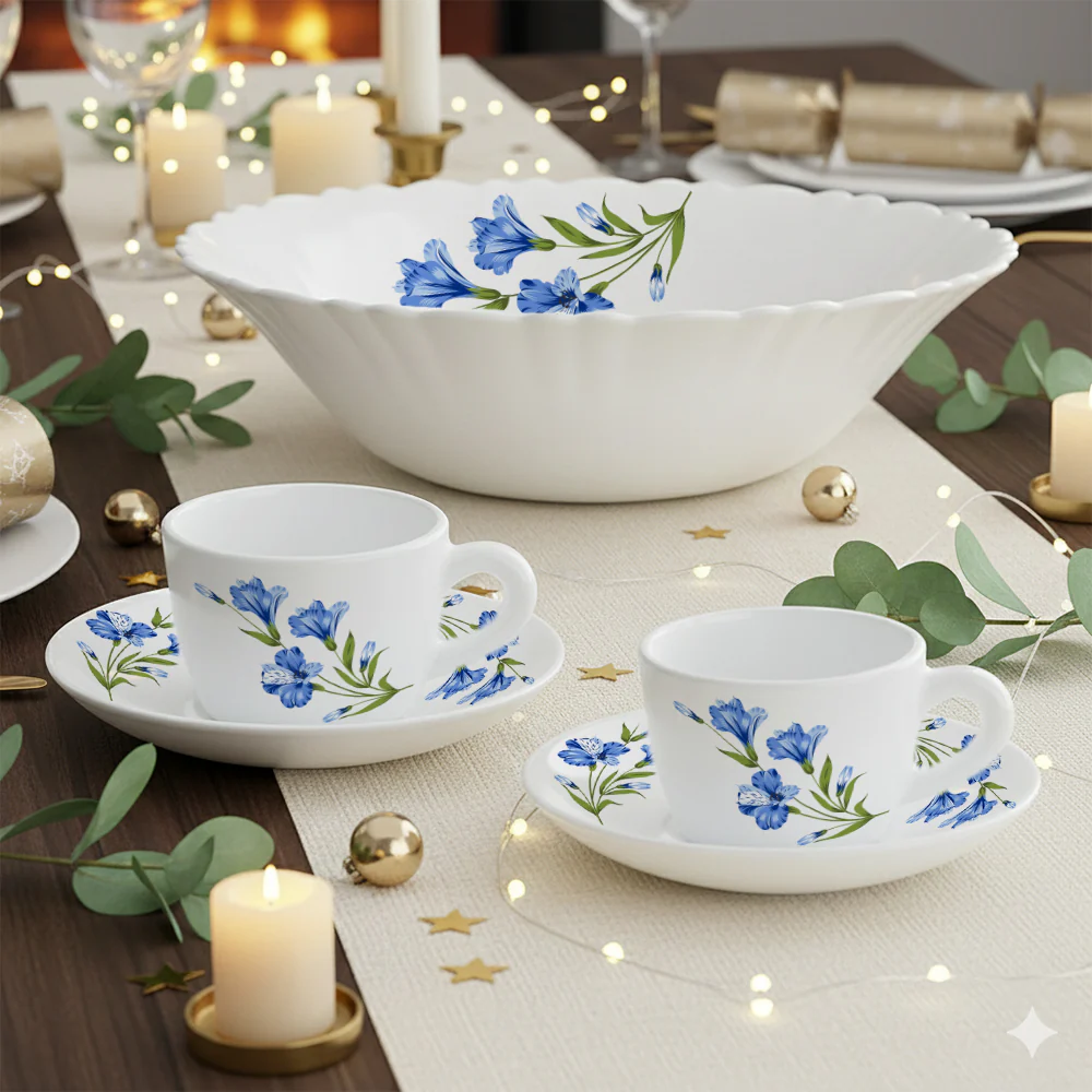 Larah By Borosil Marina Blue Tea Set