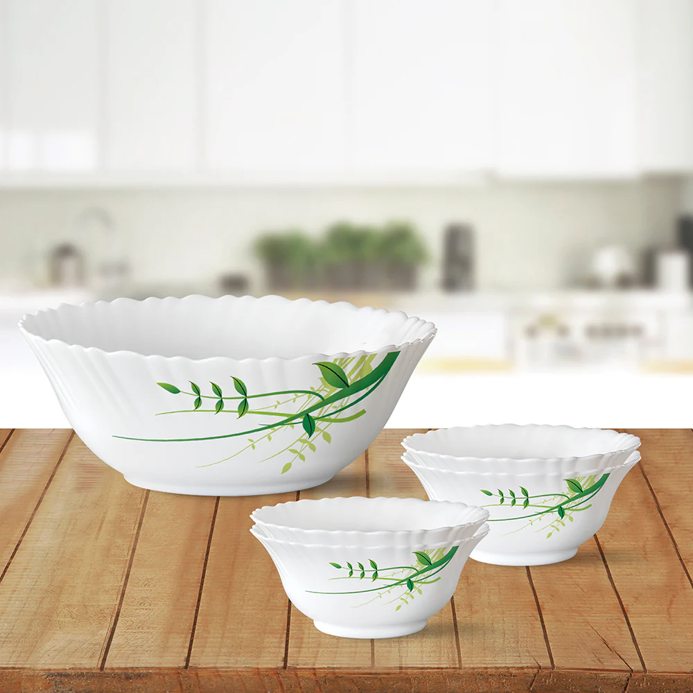 Larah by Borosil Green Herbs Pudding Set, 5 pc