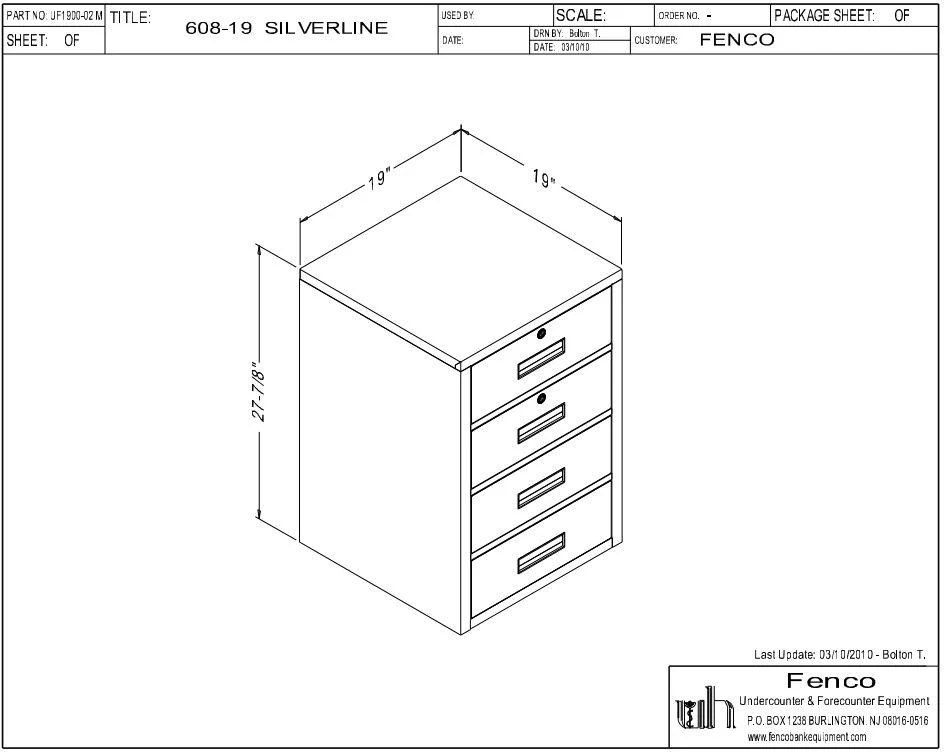 Fenco 608 Goldline Lowboy Pedestal Unit with 4 Box Drawers (Top 2 Locking Drawers)