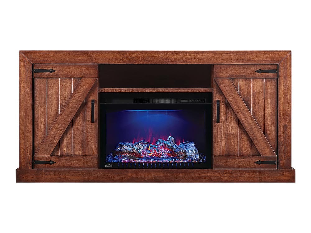 Lambert Electric Fireplace TV Stand in Rustic Wood