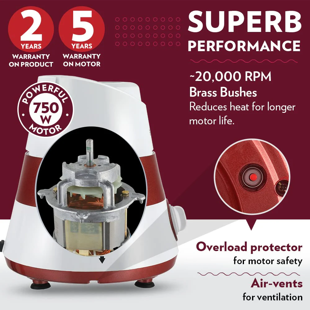 Borosil Supermax Mixer Grinder-Red