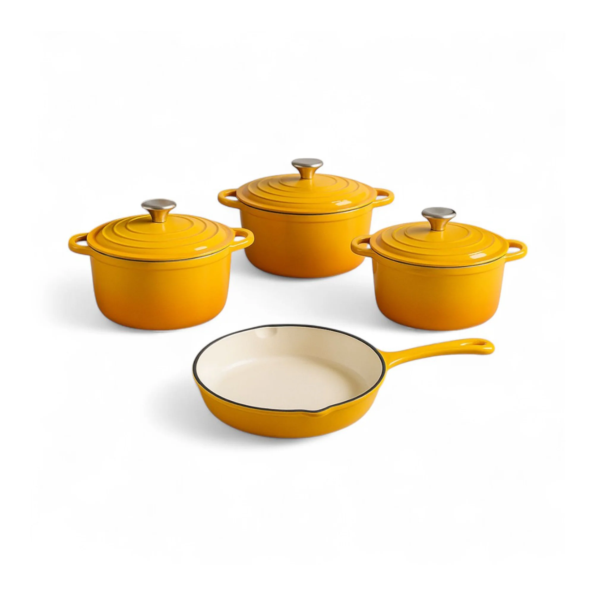 CH 7 Piece Cast Iron Pot Set Yellow