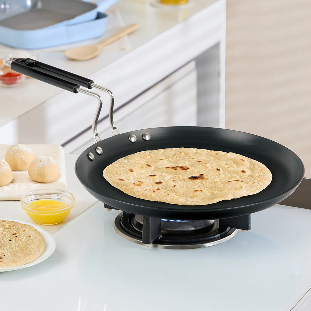 Hard Anodized Induction Base Flat Tawa, 27 cm