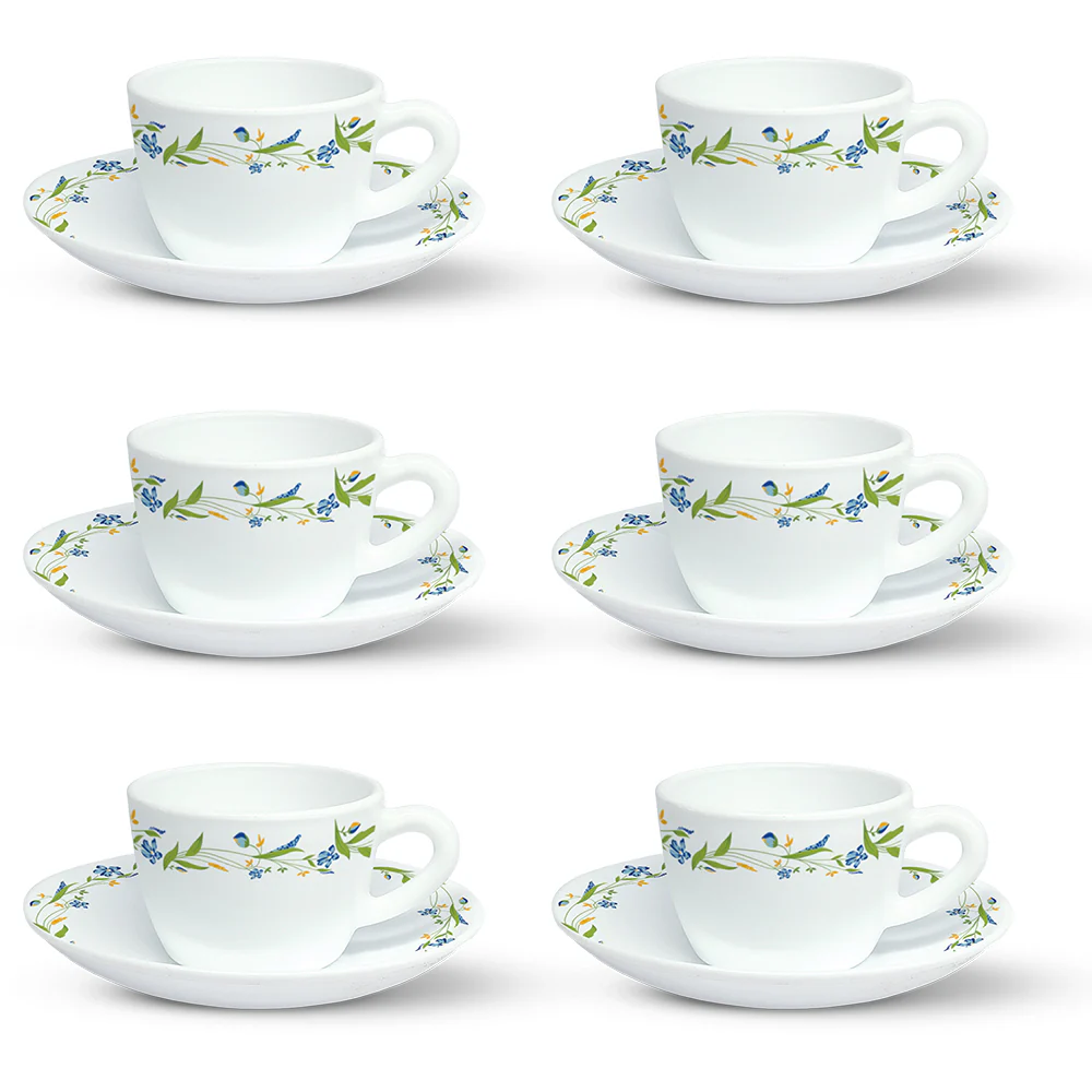 Larah by Borosil Cripper Cup n Saucer Set, 140ml x 12