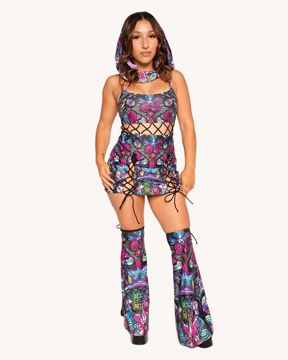 Ellie Paisley x iHR Neon Catherdral Dress Set