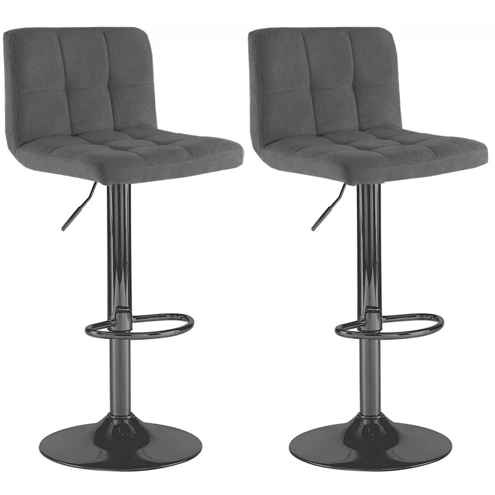 Neo Black Steel & Grey Fabric Bar Stools