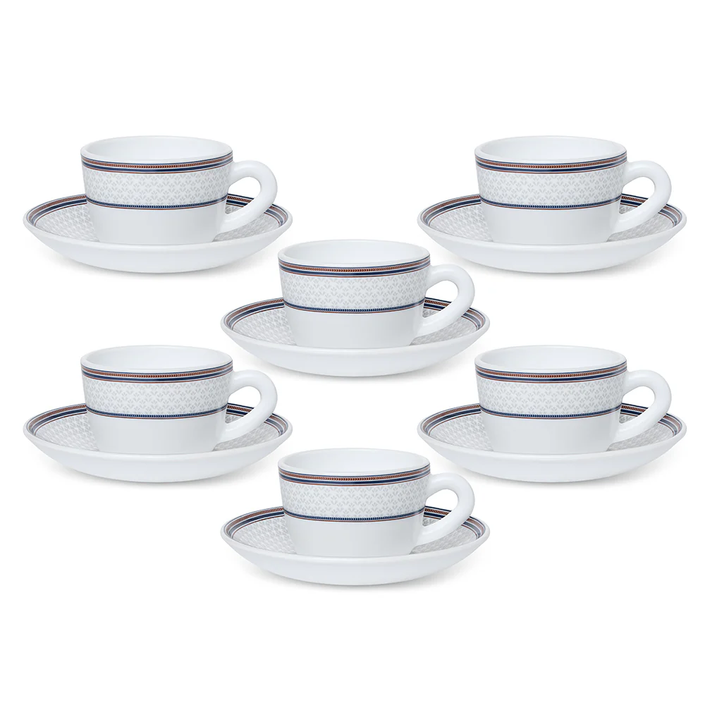 Larah By Borosil Starlight Cup n Saucer Set, 140ml x 12