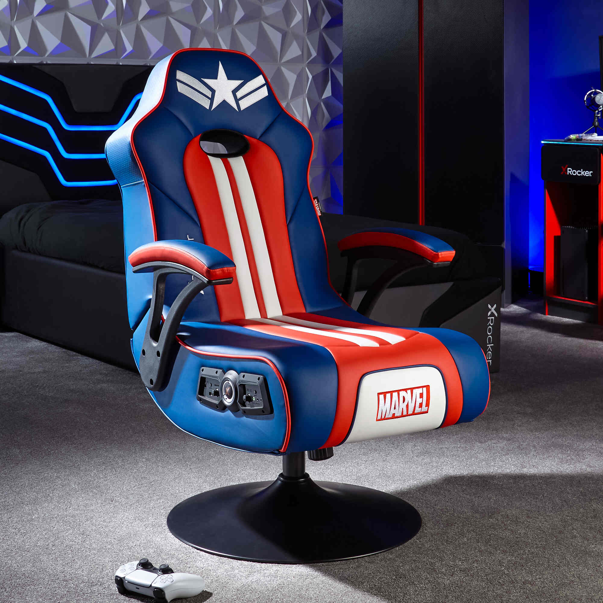 Officially Licensed Marvel™ Elite 2.1 Audio Console Gaming Chair - Captain America