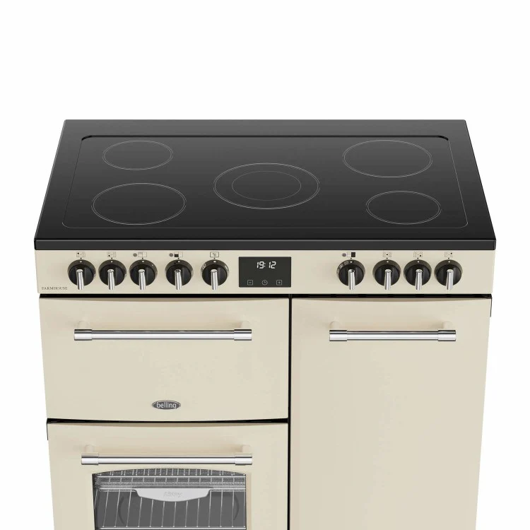 Belling 90鈥痗m Farmhouse Cream Electric Rangecooker | FH90ECRM