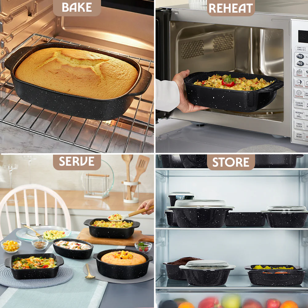 Colors Pebble Black Deep Rectangle Dish